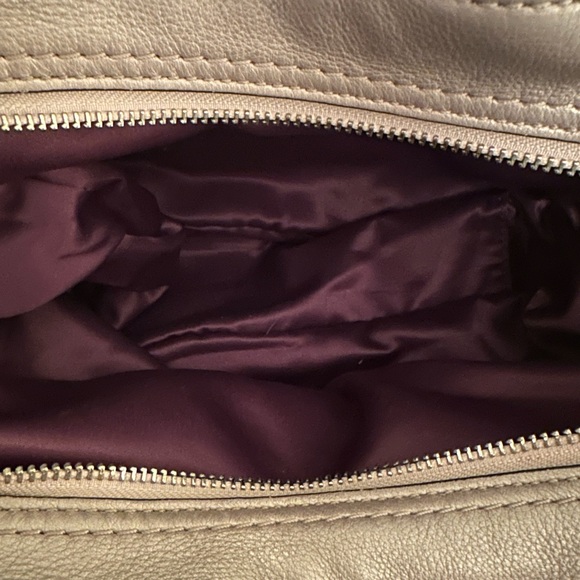 Coach Maggie gold/tan shimmer color large 3 pocket purse with free gift! - Picture 8 of 16